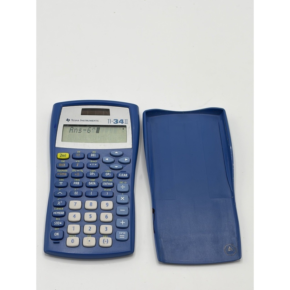 Texas Instruments TI34II Scientific Explorer Blue Solar Calculator &Case  WORKS